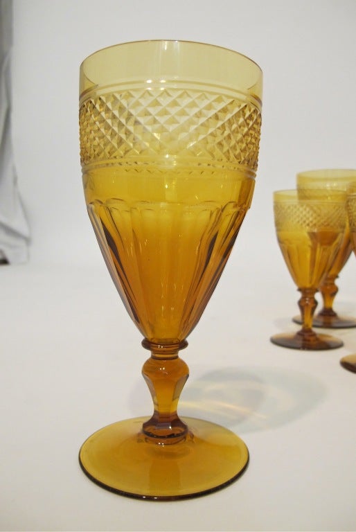 20th Century Amber Crystal Glasses