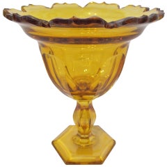 Antique Amber Cut Crystal Compote