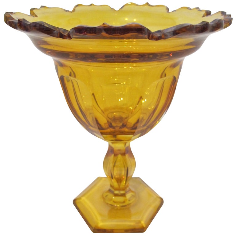 Amber Cut Crystal Compote