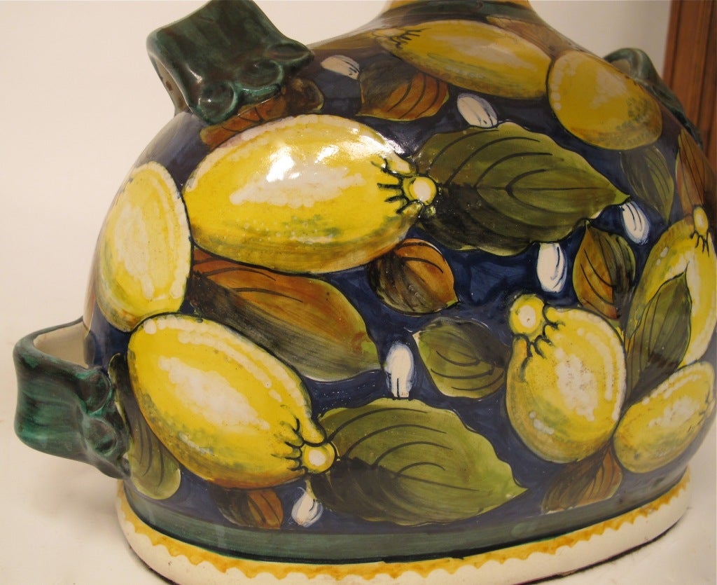 Italian Faience Pottery Lemon Lamps In Excellent Condition In San Francisco, CA