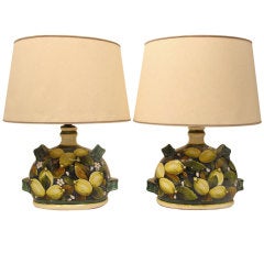 Italian Faience Pottery Lemon Lamps