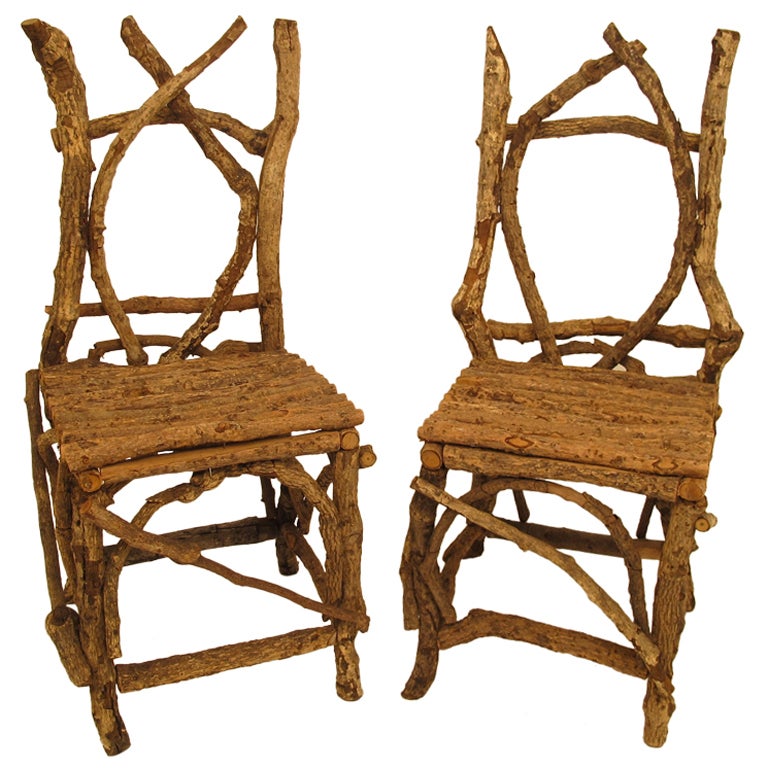 Pair of Birch Twig Chairs at 1stDibs