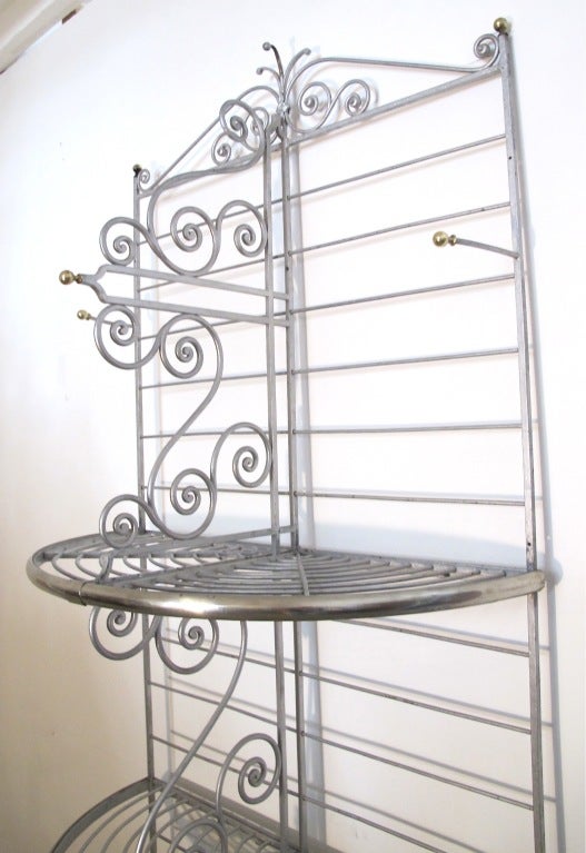 Painted wrought iron with nickel and white brass detail. Comes with 1/4
