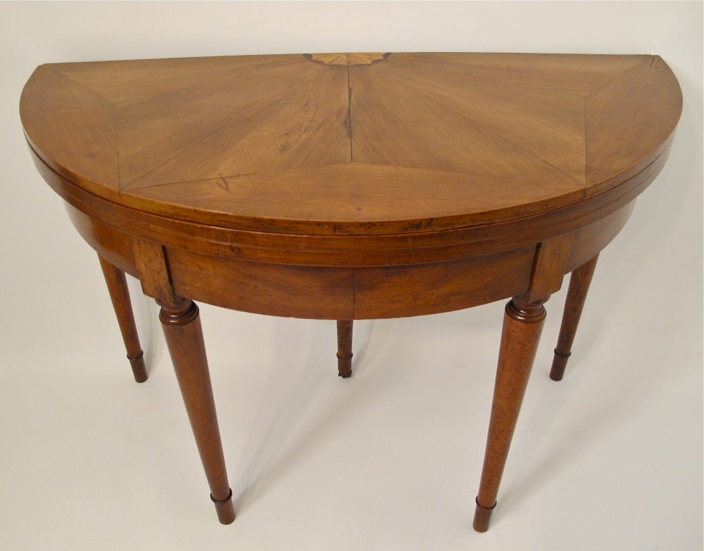 French Parquetry Demilune/Game Table