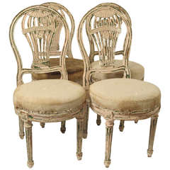 Set of Four Louis XVI Style Balloon Back Dining Chairs, French 19th Century