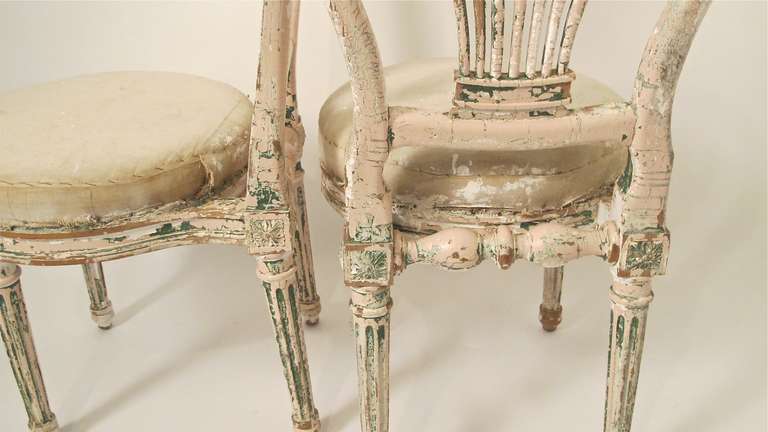 Wood Set of Four Louis XVI Style Balloon Back Dining Chairs, French 19th Century