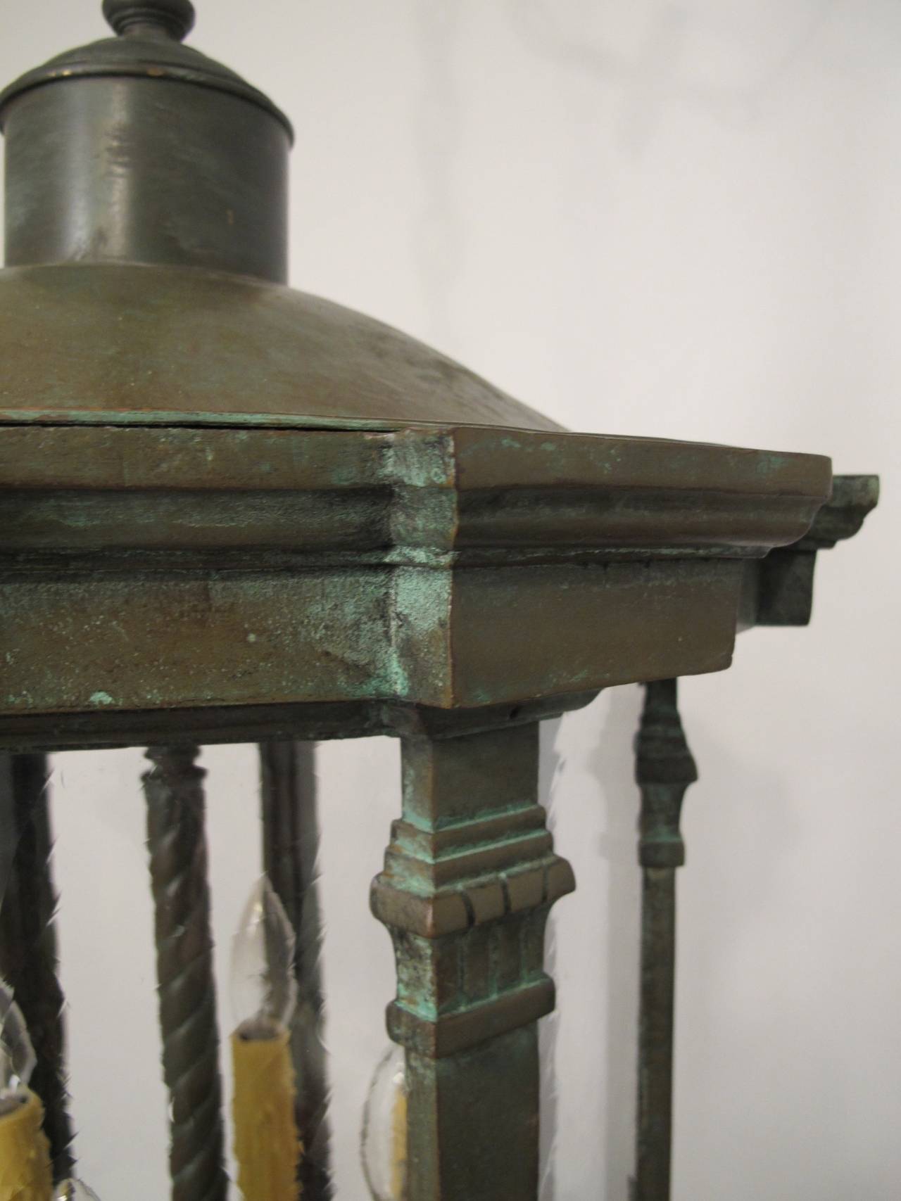 20th Century  large antique , Bronzed, Cast Iron and Copper Lantern