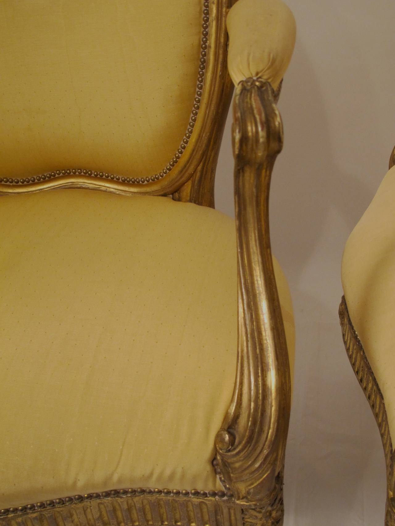 Mid-18th Century Pair of George III Giltwood Armchairs, Possibly by John Linnell
