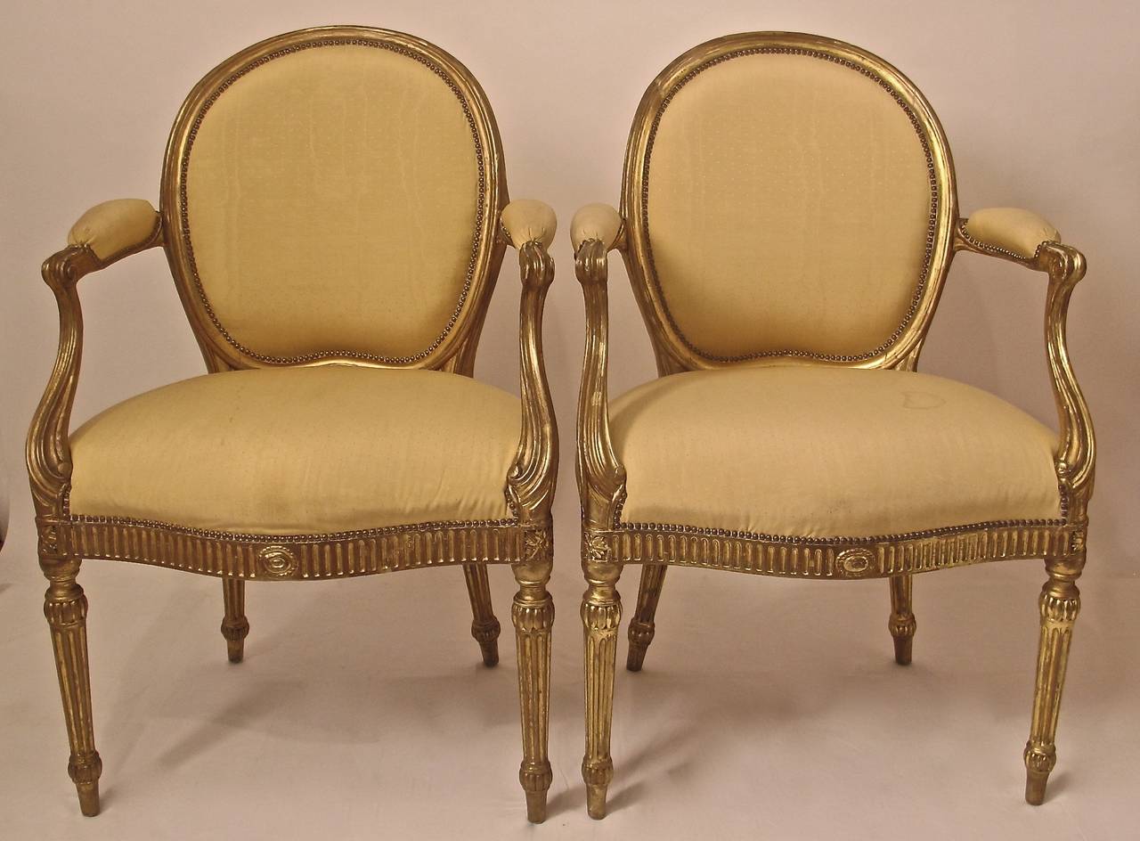 Pair of George III Giltwood Armchairs, Possibly by John Linnell In Excellent Condition In San Francisco, CA