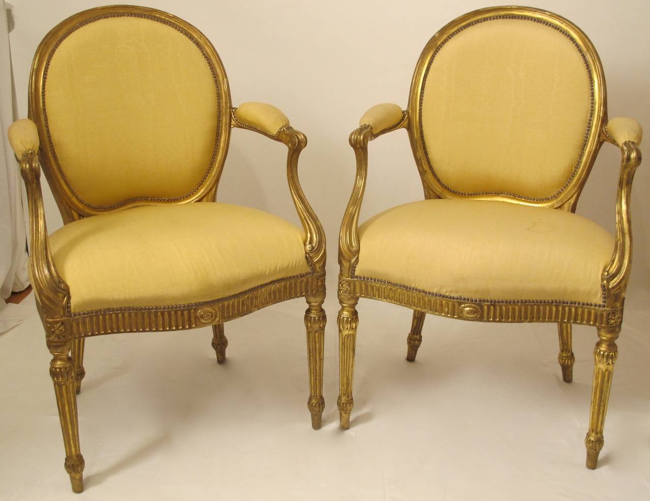 Pair of George III Giltwood Armchairs, Possibly by John Linnell 4