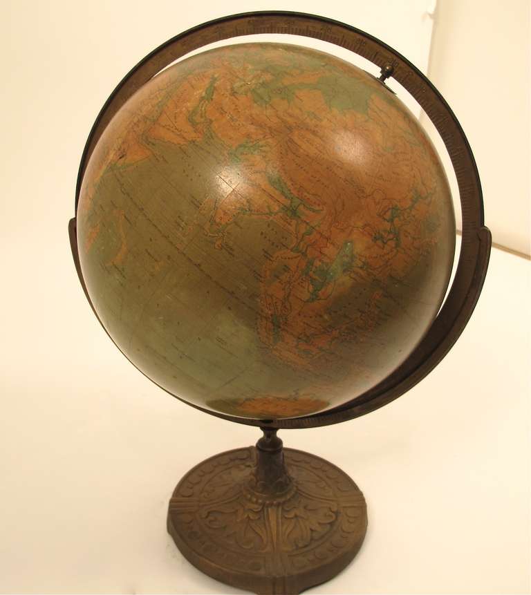 Art Deco period Weber Costello 16 inch globe. American, 1930's.