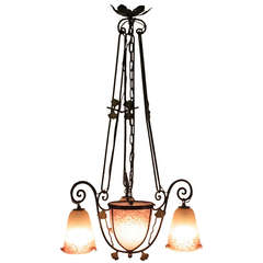 Art Deco Art Glass Light Fixture