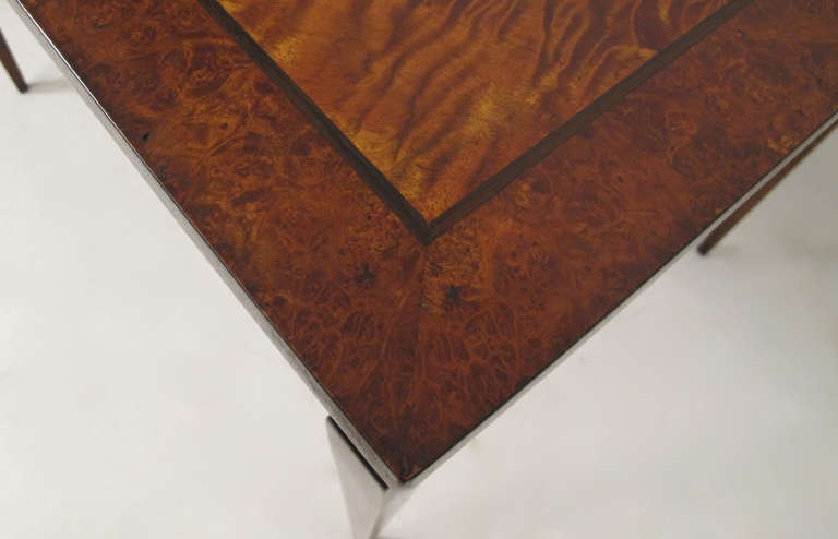 Mahogany Rosewood Walnut Inlay Center Table In Excellent Condition In San Francisco, CA