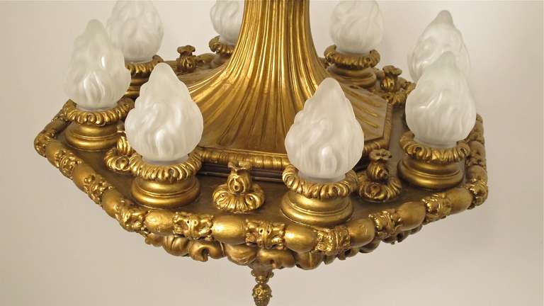 Extraordinary Gilt Wood Light Fixture In Excellent Condition In San Francisco, CA