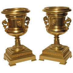 Pair of French Brass Potpourri Garniture Urns