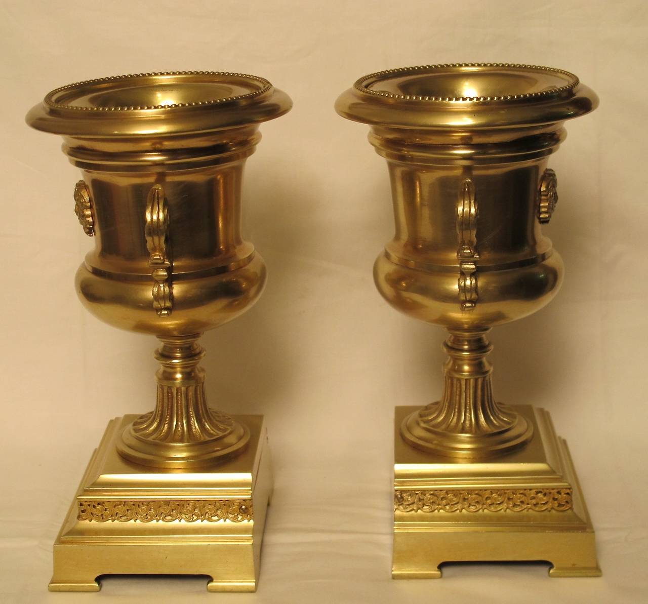 Pair of French Brass Potpourri Garniture Urns 1