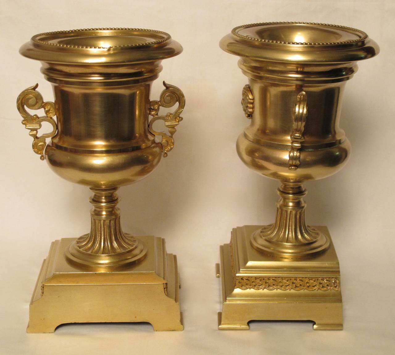 Pair of French Brass Potpourri Garniture Urns 2