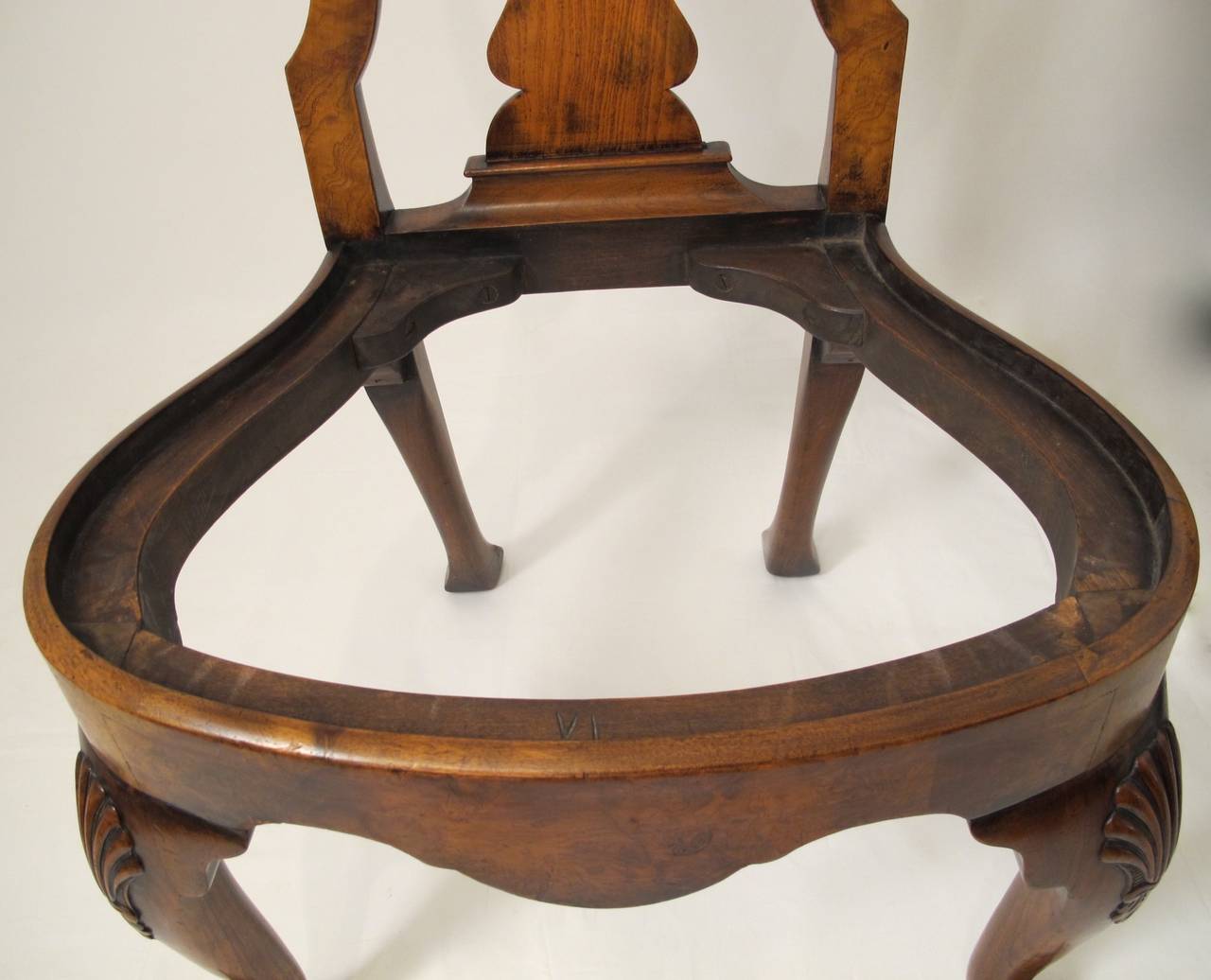 Queen Anne Style Walnut Side or Desk Chair 2