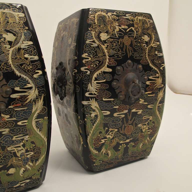 Wood Pair of Chinese Stools