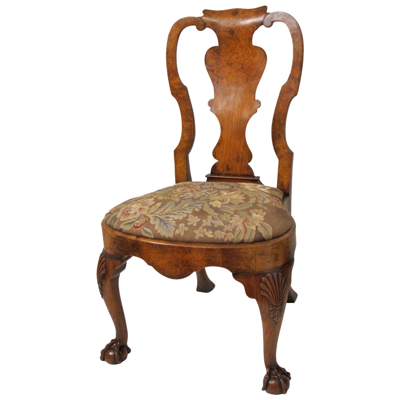 Queen Anne Style Walnut Side or Desk Chair
