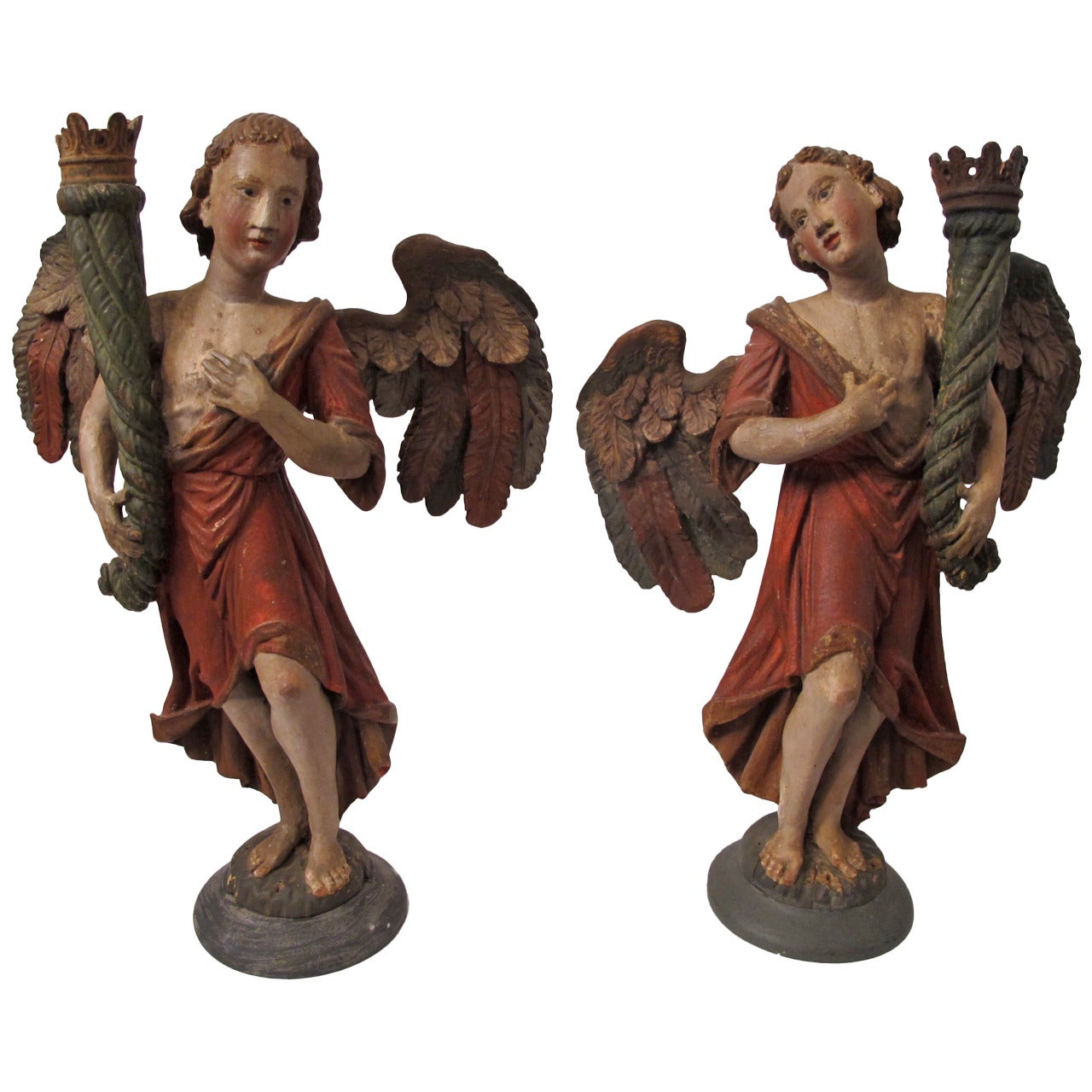 Pair of 18th Century Angel Candle Torchieres
