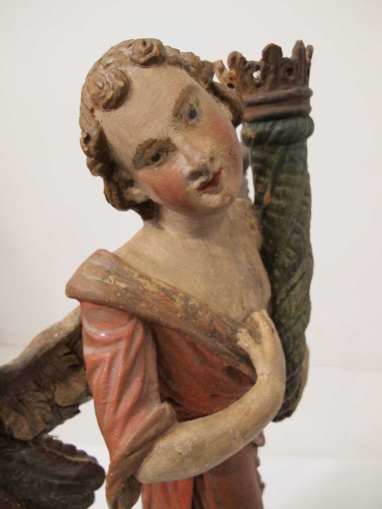 18th Century and Earlier Pair of 18th Century Angel Candle Torchieres