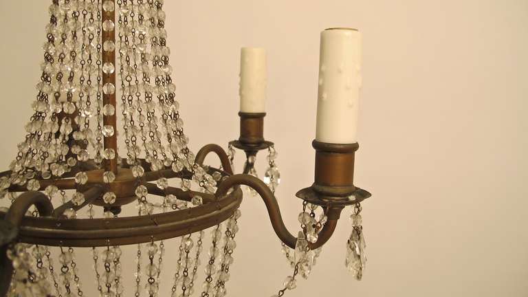 Petite French Beaded Chandelier In Excellent Condition In San Francisco, CA