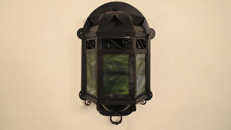 Glass Arts & Crafts Lantern Wall Sconce For Sale