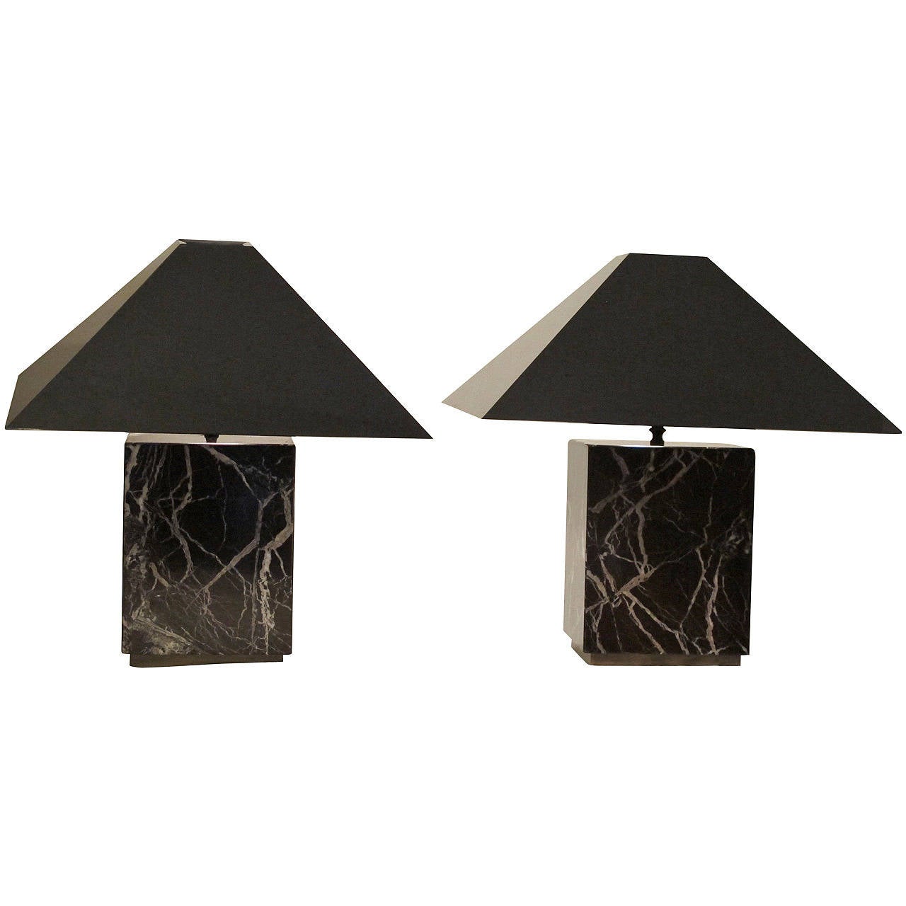 Pair of Mid Century Italian Marble Lamps For Sale at 1stdibs