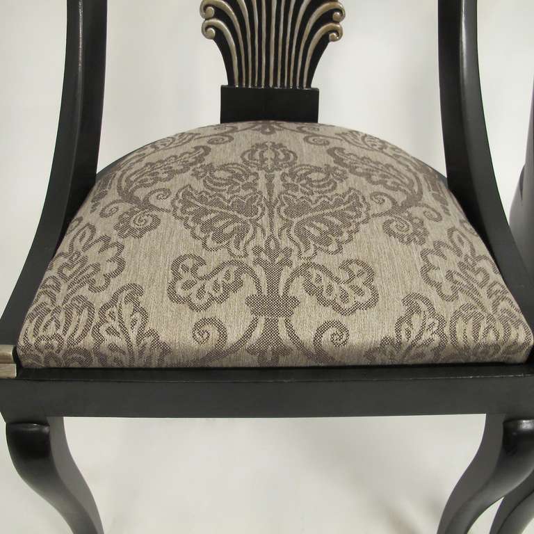 Painted Set of 4 Hollywood Regency Style Dining Chairs