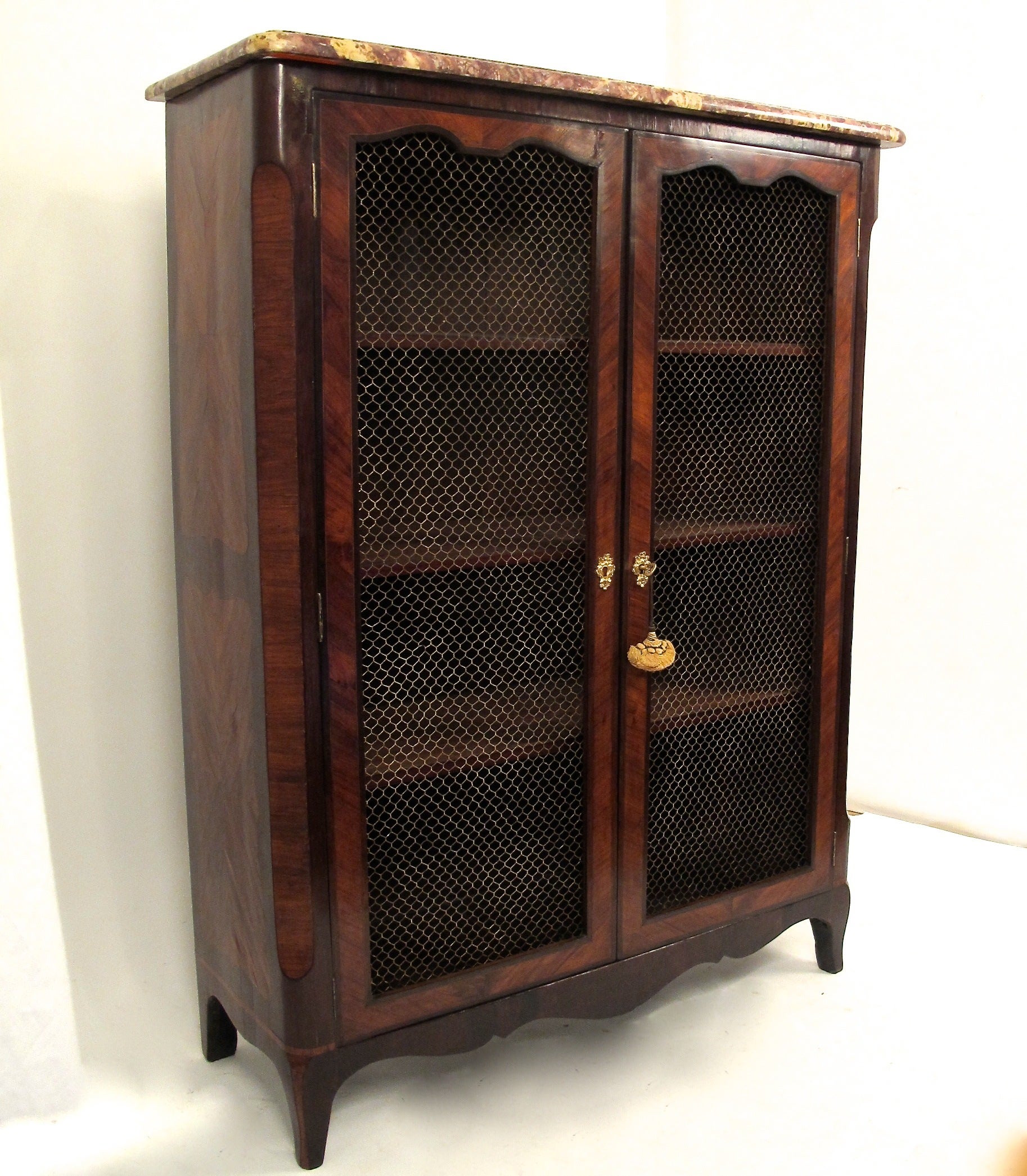 French Mahogany and Rosewood Bibliotheque Bookcase Cabinet For Sale