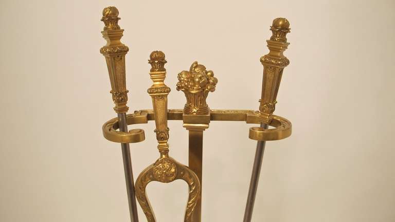 French Bronze Fireplace Tools In Excellent Condition In San Francisco, CA