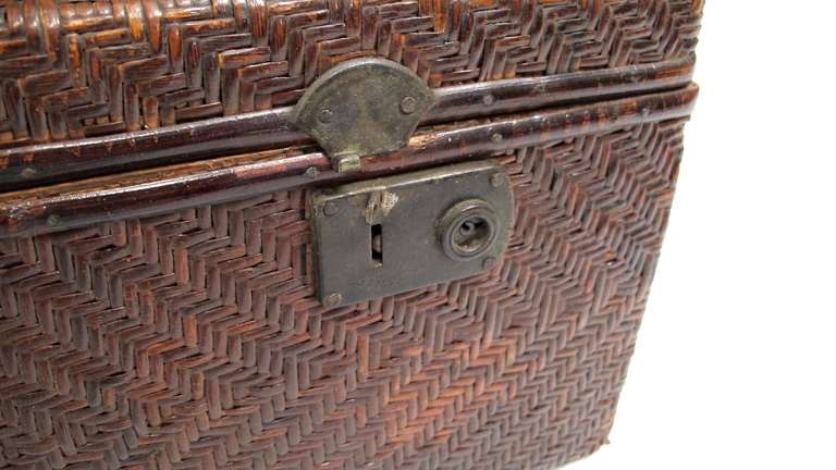Set of Three Vintage Woven Cane Luggage Suitcases In Good Condition In San Francisco, CA