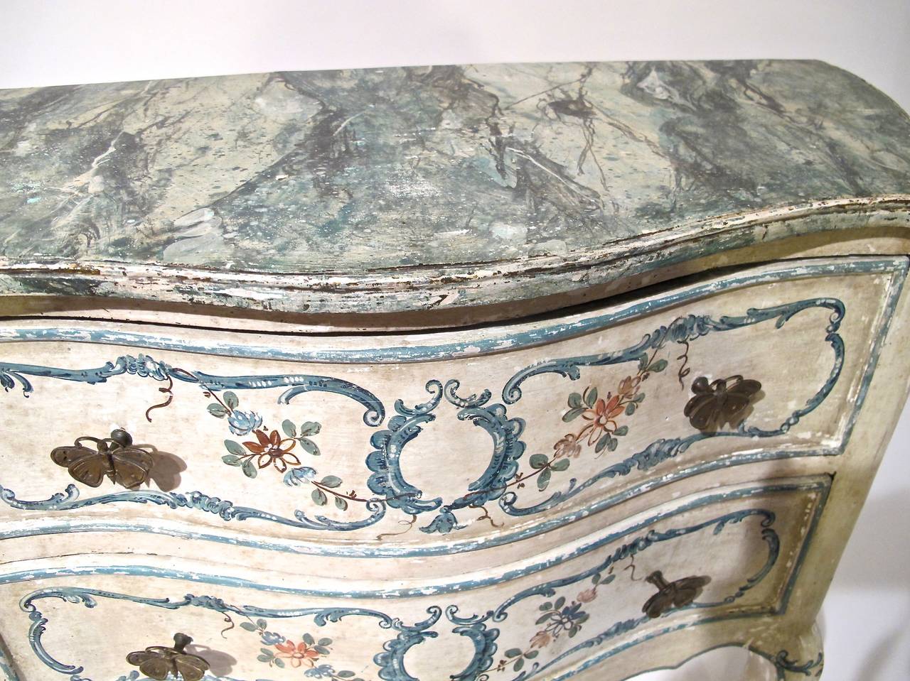 19th Century Rococo Two-Drawer Painted Commode, Italian