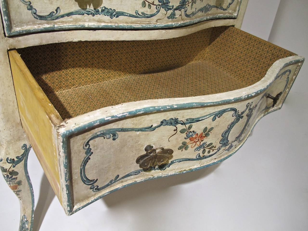 Rococo Two-Drawer Painted Commode, Italian 1