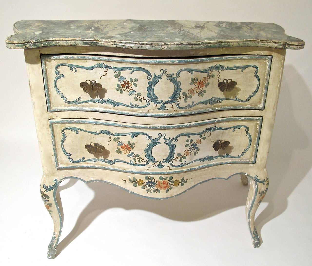 Rococo Two-Drawer Painted Commode, Italian 2