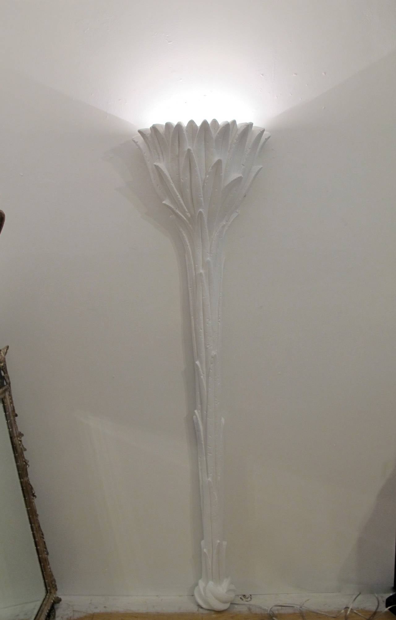 20th Century Serge Roche Style Palm Leaf Sconce Torchier
