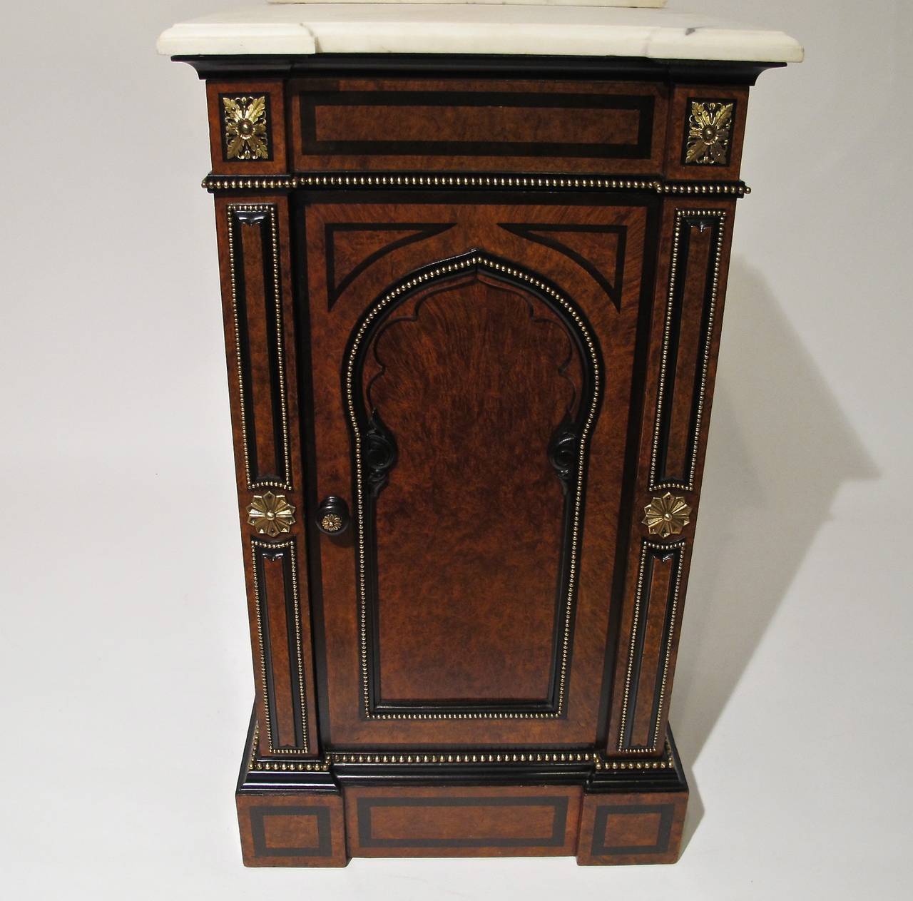 19th Century European Walnut and Marble Bedside Cabinet In Excellent Condition In San Francisco, CA