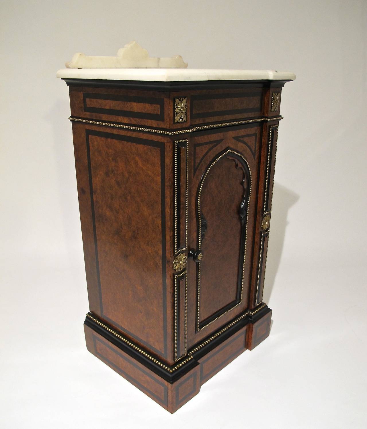19th Century European Walnut and Marble Bedside Cabinet 1