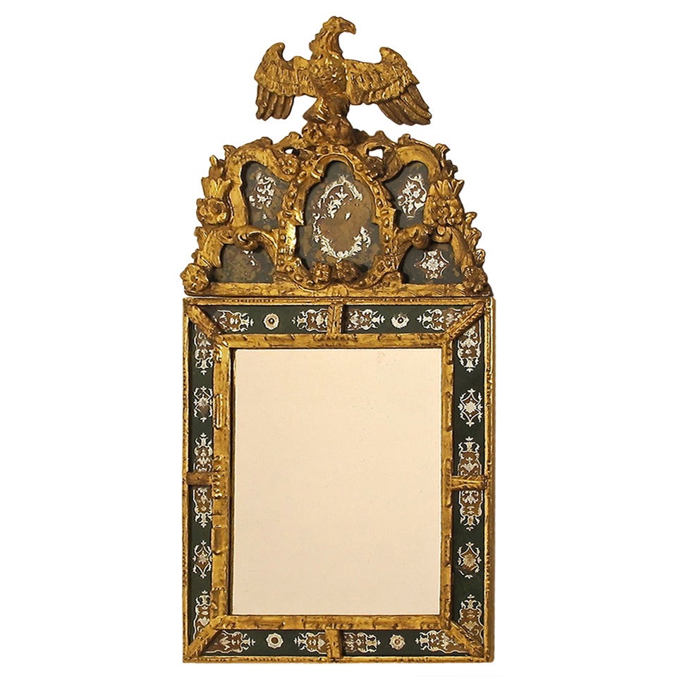 18th Century Eglomise and Giltwood Mirror