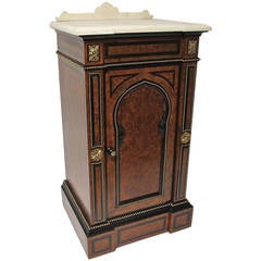 Antique 19th Century European Walnut and Marble Bedside Cabinet