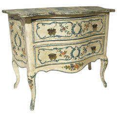 Rococo Two-Drawer Painted Commode, Italian
