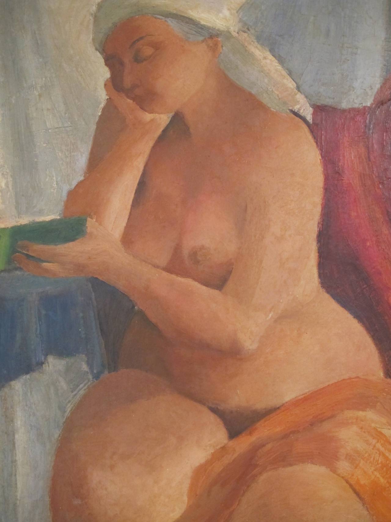 Peint à la main Peinture de nu expressionniste du milieu du 20e siècle en vente