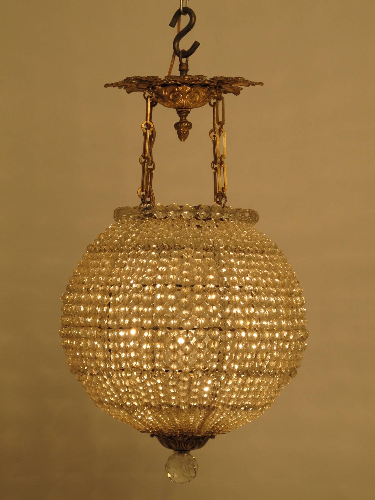 French Beaded Chandelier Pendant In Excellent Condition In San Francisco, CA
