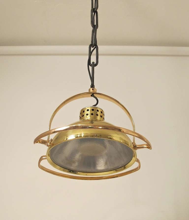 Unknown Brass and Copper Industrial Light Fixture