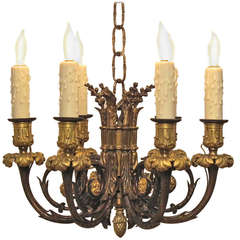 Louis XVI Style Bronze Petit Six Light Chandelier