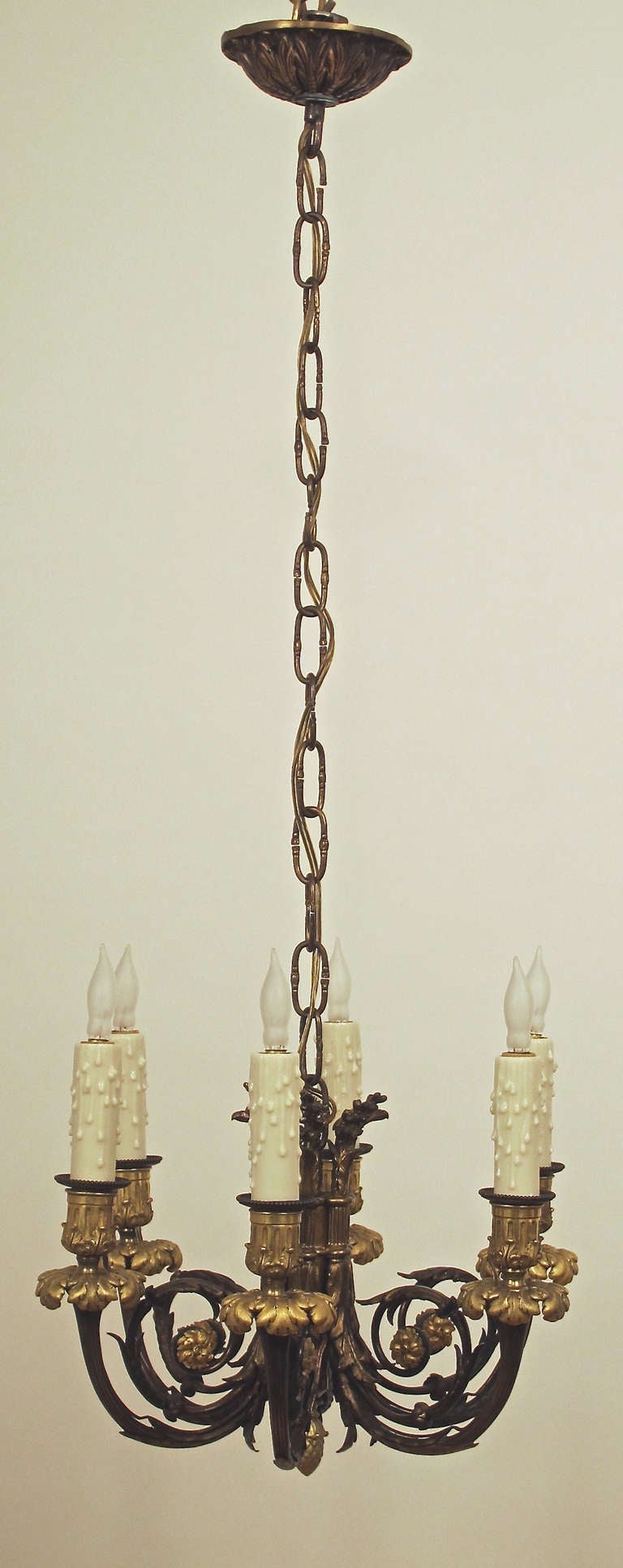 19th Century Louis XVI Style Bronze Petit Six Light Chandelier