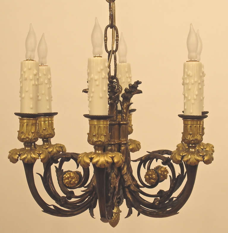 Louis XVI Style Bronze Petit Six Light Chandelier 2