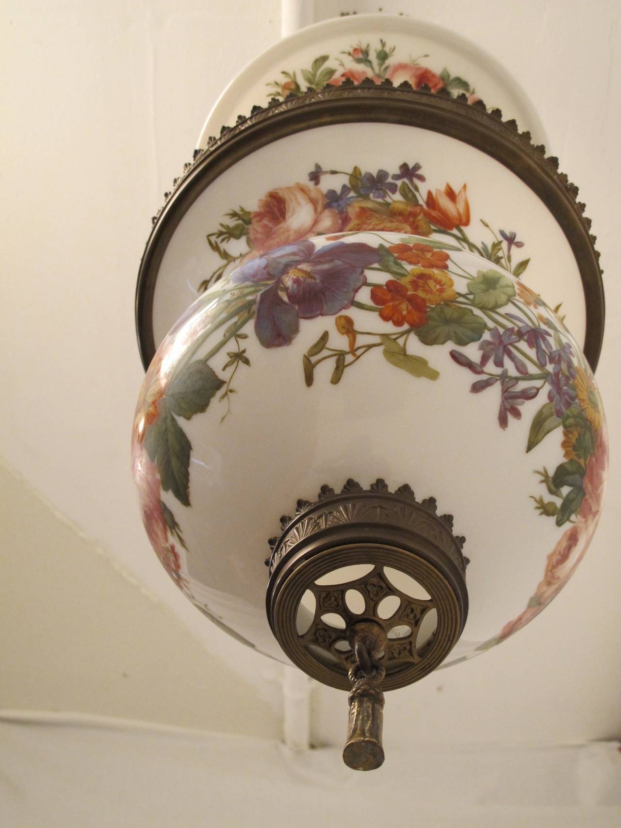 American 19th Century Hurricane Lamp Light Fixture