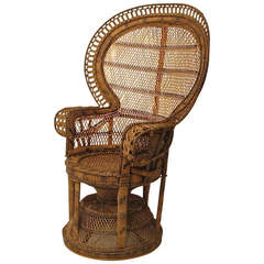 Used Wicker and Rattan Peacock Fan Chair